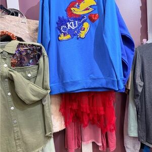 Blue KU Sweatshirt with Jayhawk Logo, Royals, KC Baby sweatshirts.